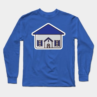 House Building Sticker vector illustration. Building and landmark object icon concept. Beautiful minimalist home front view with roof sticker design logo with shadow. Long Sleeve T-Shirt